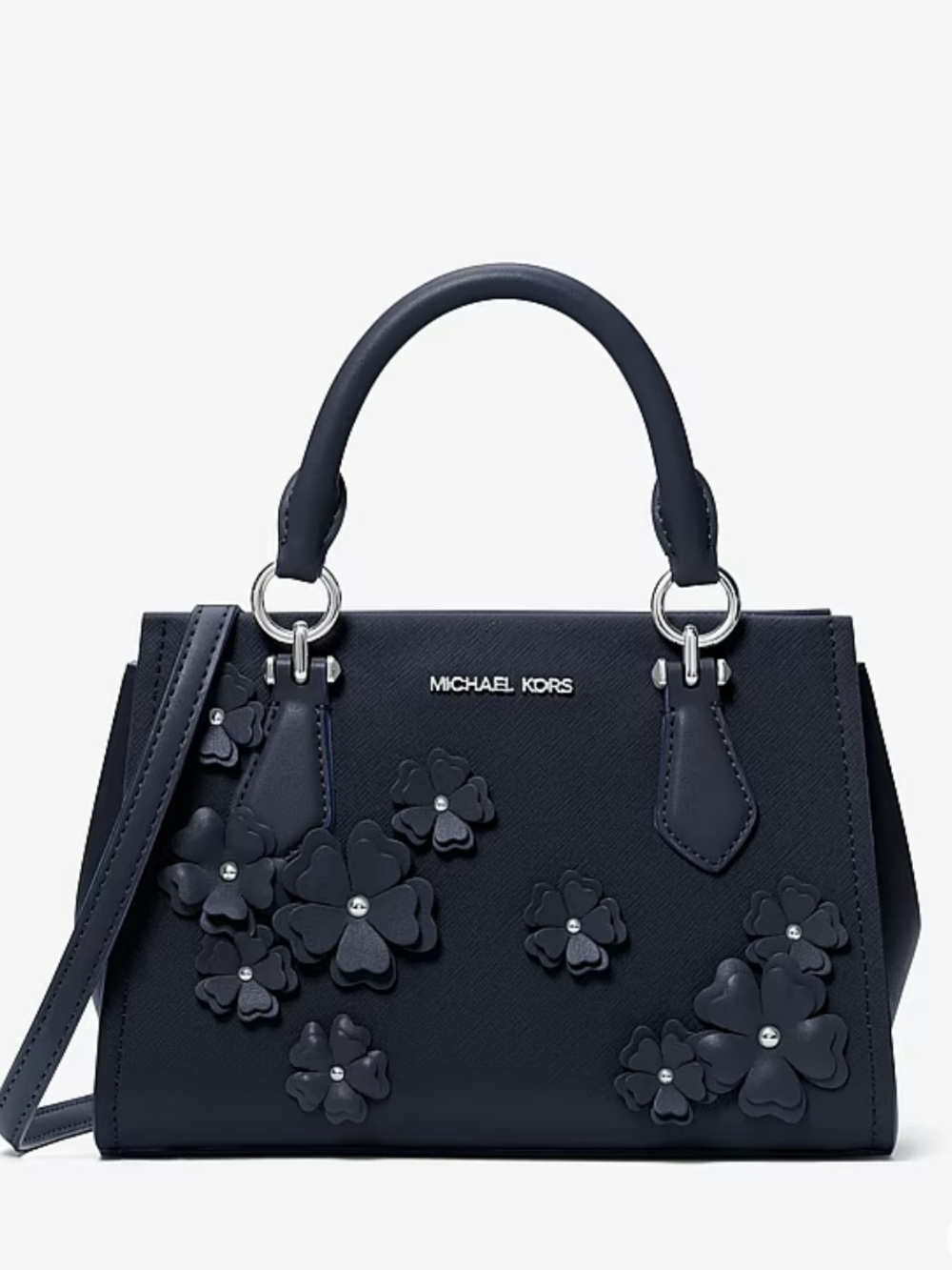 MICHAEL KORS Marilyn Sm Floral Embellished Satchel Crossbody Shoulder 
Navy 
NWT